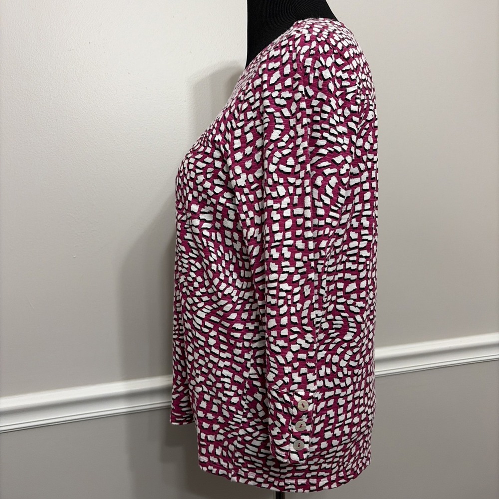 Chico's Modal Blend Top Women Size 2 L 12/14 Pink Geometric 3/4 Sleeve Tunic - Picture 4 of 10